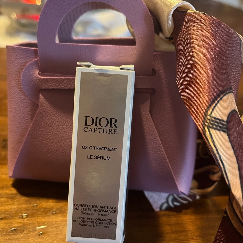 Authentic Christian Dior Mini Tote Bag with Printed Silk Twilly - Picture 6 of 16